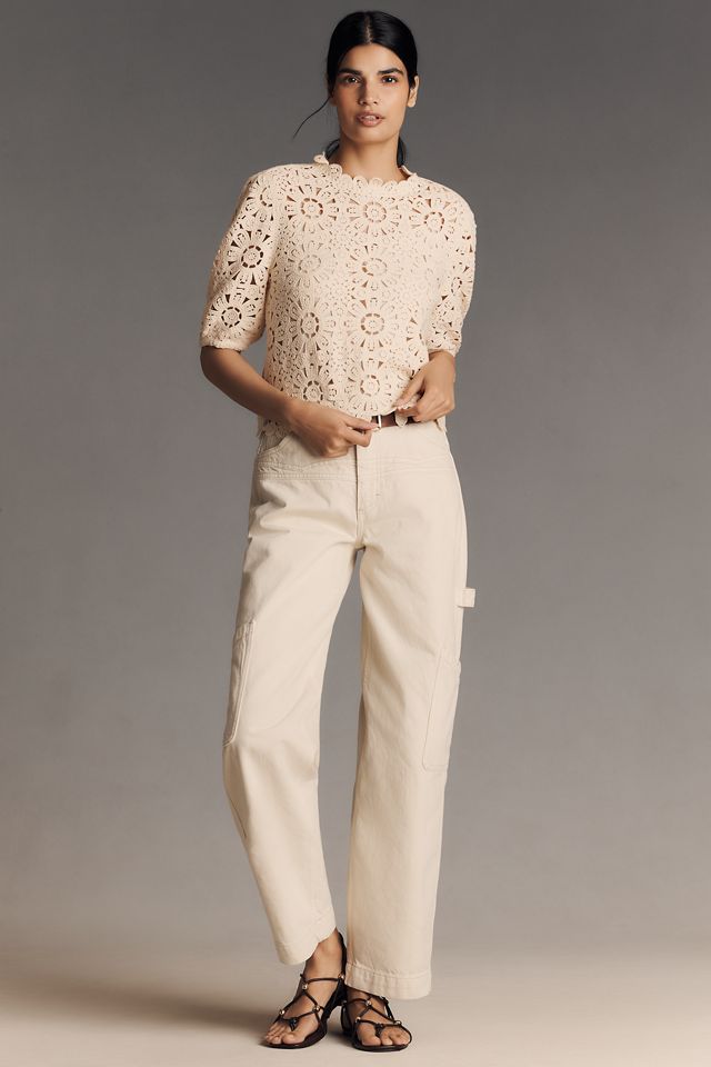 1sマントルピース　アンジュタイプ Sam Edelman Doral Crochet Short-Sleeve Blouse | Anthropologie