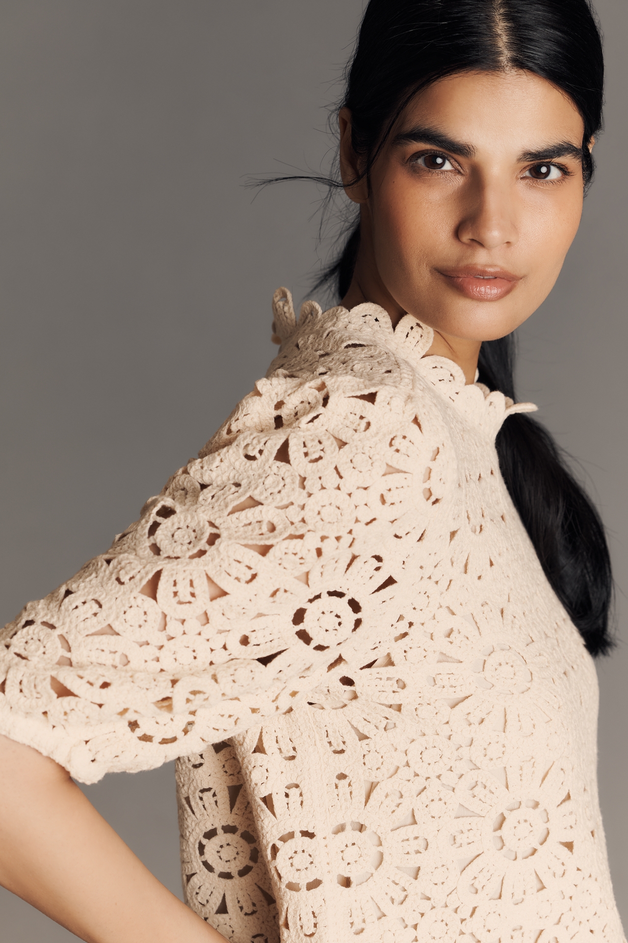 Sam Edelman Doral Crochet Short-Sleeve Blouse