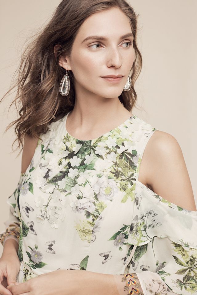 Petra Ruffled Open-Shoulder Dress #1