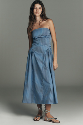 Faithfull The Brand Benetta Strapless A-Line Midi Dress | Anthropologie