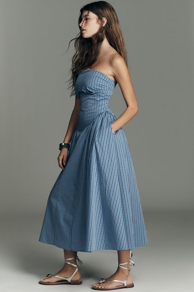 Faithfull The Brand Benetta Strapless A-Line Midi Dress | Anthropologie