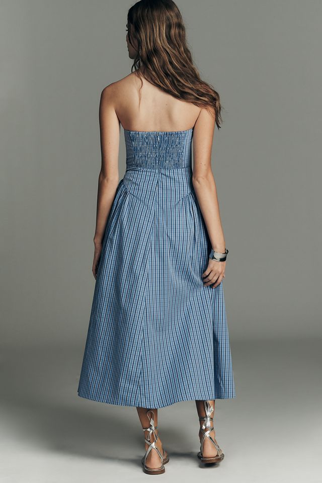 Faithfull The Brand Benetta Strapless A-Line Midi Dress | Anthropologie