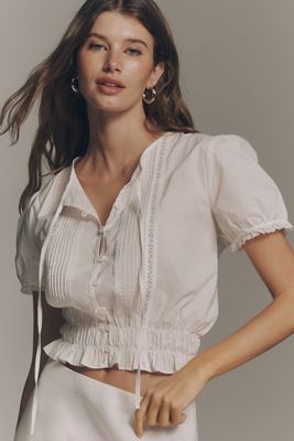 Maeve Mabel Bubble-Hem Oxford Shirt | Anthropologie