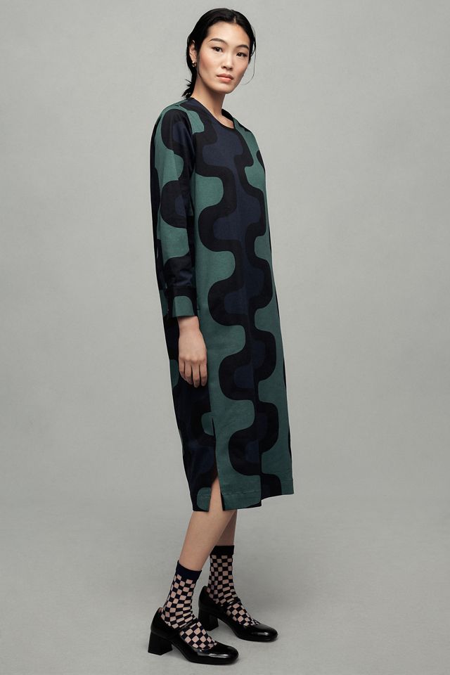 MARIMEKKO Seireeni(siren) デッドストック Marimekko Fiher Seireeni Midi Dress | Anthropologie