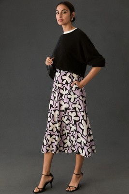 Marimekko Sivellin Patikka Cupro Midi Skirt | Anthropologie