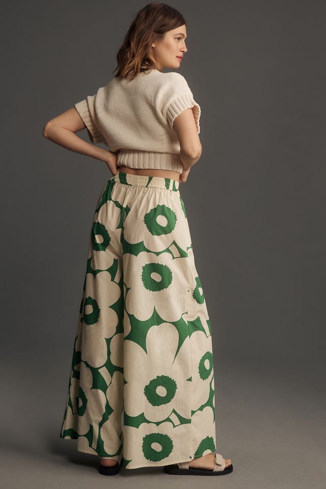 Marimekko Kohti Unikko Flowy Wide-Leg Trousers | Anthropologie