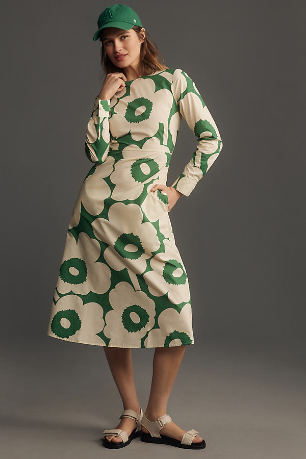 Marimekko Katse Unikko Midi Dress In Green