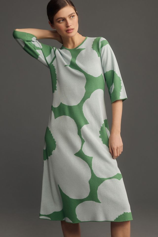 Marimekko Pointti Unikko Knitted Wool Midi Dress | Anthropologie