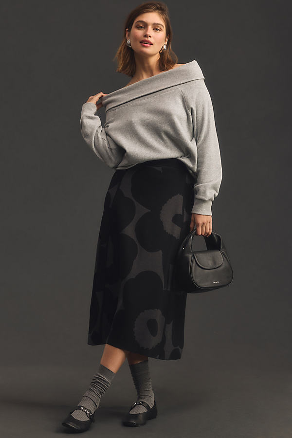 Marimekko Kaukainen Unikko Knit Skirt In Grey