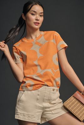 Shop Marimekko Heleys Unikko Jersey Top In Orange