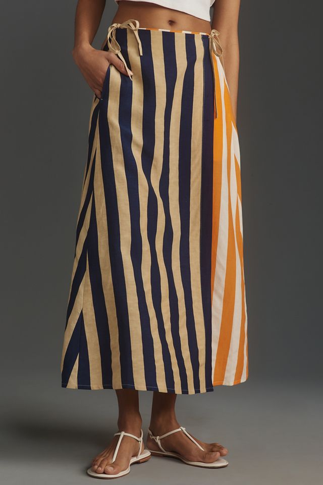 Marimekko Kahlaus Merirosvo Linen Wrap Midi Skirt #1
