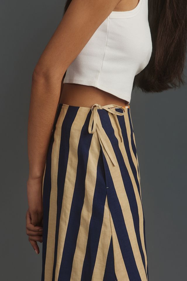Marimekko Kahlaus Merirosvo Linen Wrap Midi Skirt #3