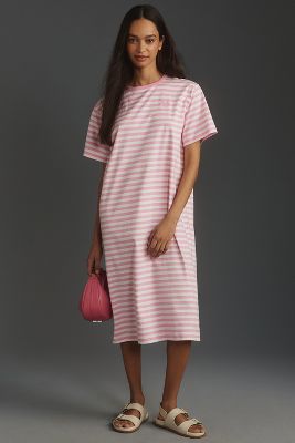 Marimekko Tasaraita Oversized Jersey Midi Dress In Pink