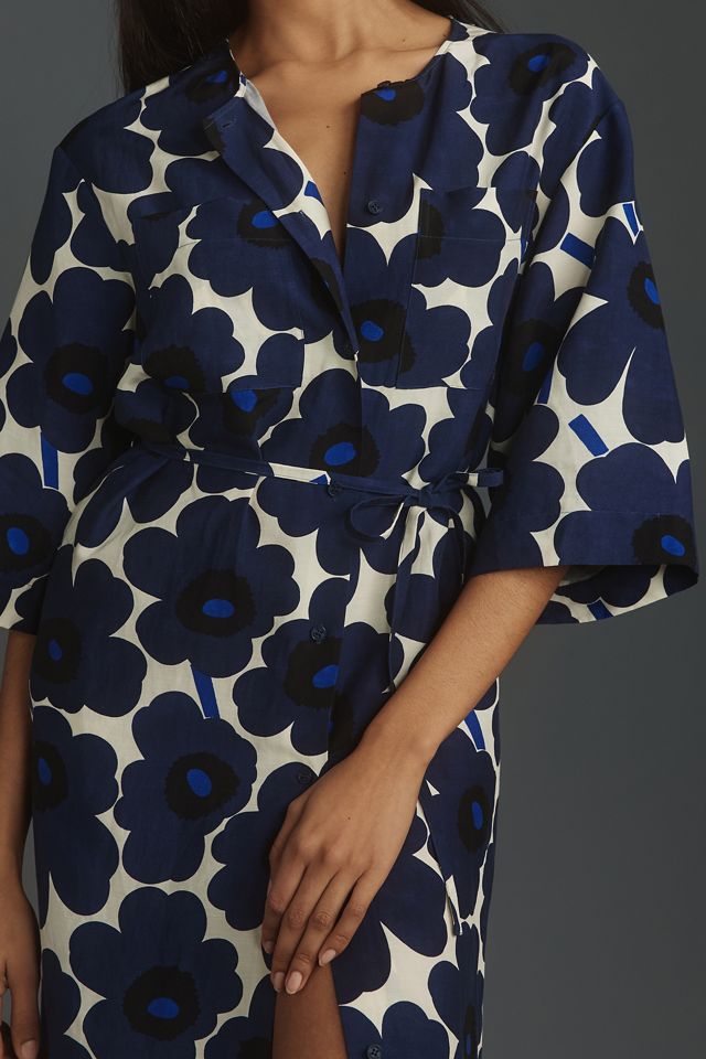 Marimekko Markkinat Unikko Linen Midi Dress | Anthropologie