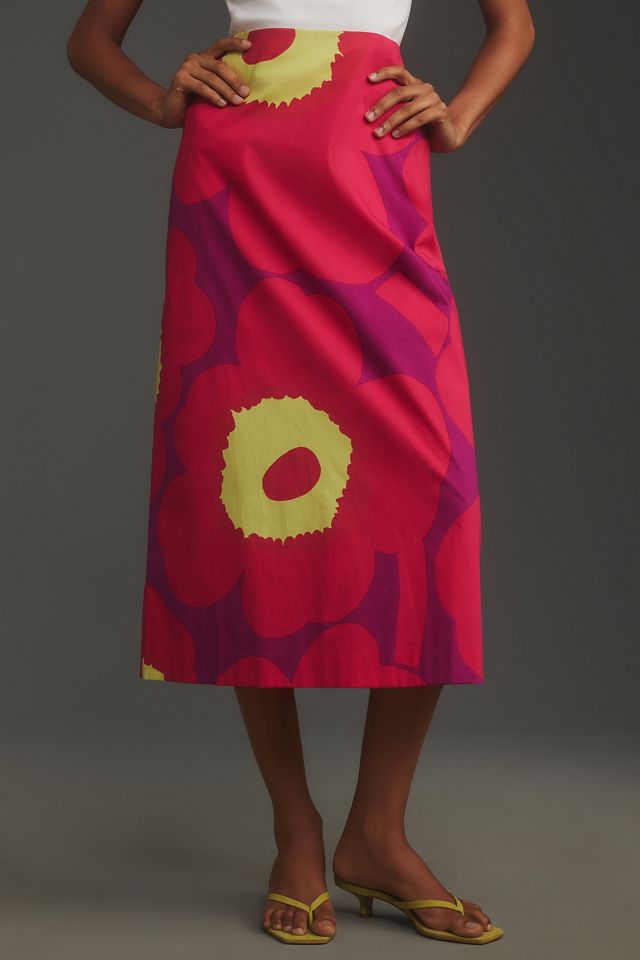 Marimekko Olemus Unikko Cotton Midi Skirt | Anthropologie