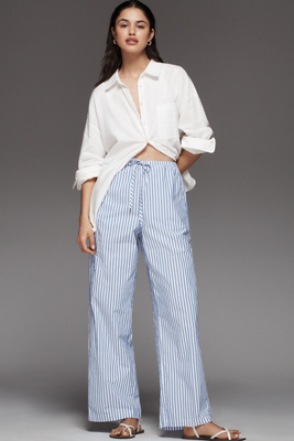Rails Emmie Stripe Cotton Drawstring Pants In Blue