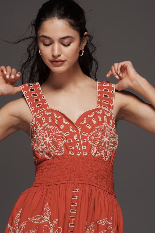 Rails Fawn Sweetheart Embroidered Eyelet Midi Dress #1