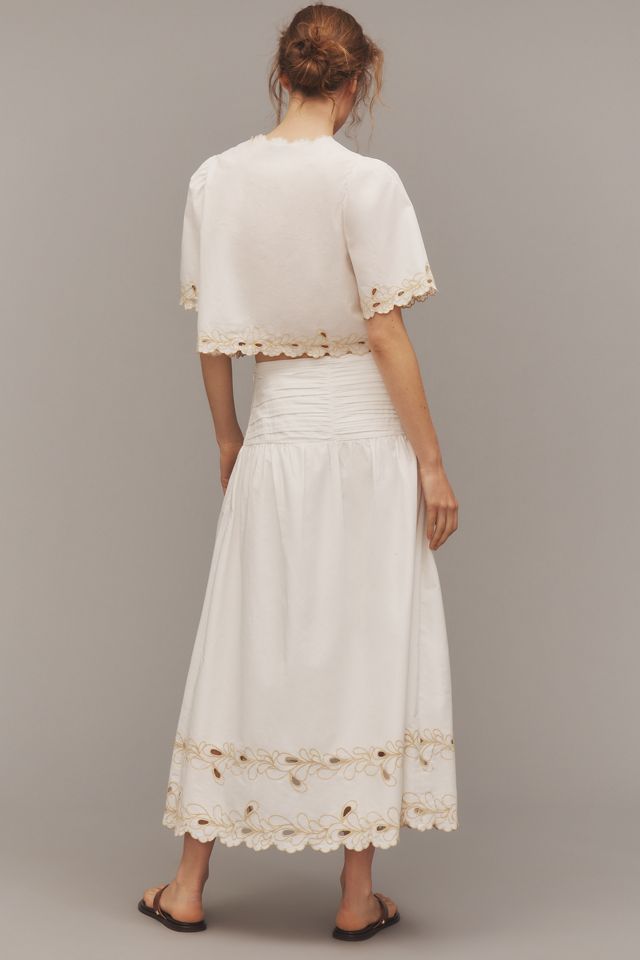 Rails Sol Embroidered Gathered Drop-Waist Midi Skirt #2