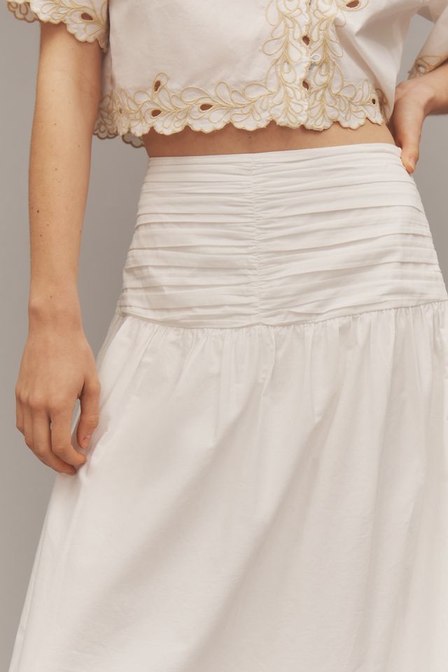 Rails Sol Embroidered Gathered Drop-Waist Midi Skirt #3