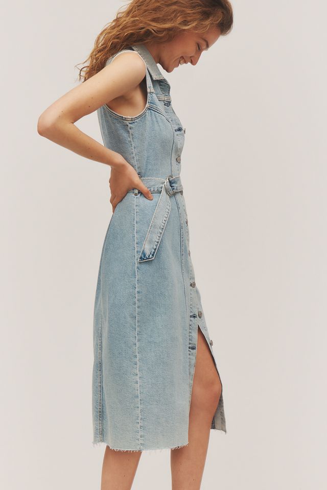 Rails Costa Sleeveless Belted Denim Midi Shirt Dress #3