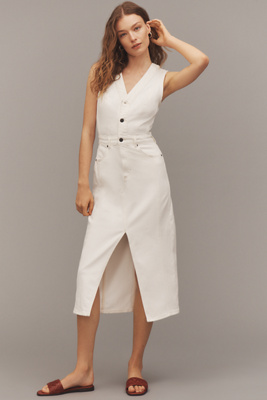Rails Westwood Sleeveless Denim Slim Midi Dress In White