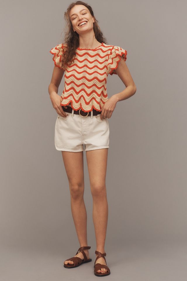 Rails Coen Flutter-Sleeve Crochet Knit Top #2
