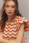 Rails Coen Flutter-Sleeve Crochet Knit Top