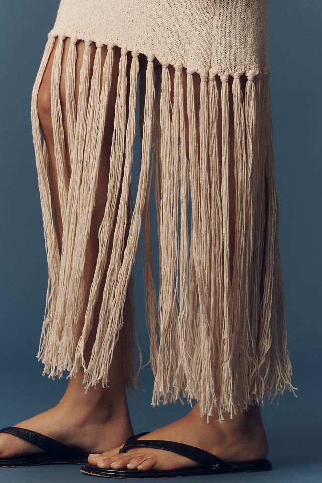 Rails Antonia Linen Blend One-Shoulder Knit Fringe Midi Dress #2