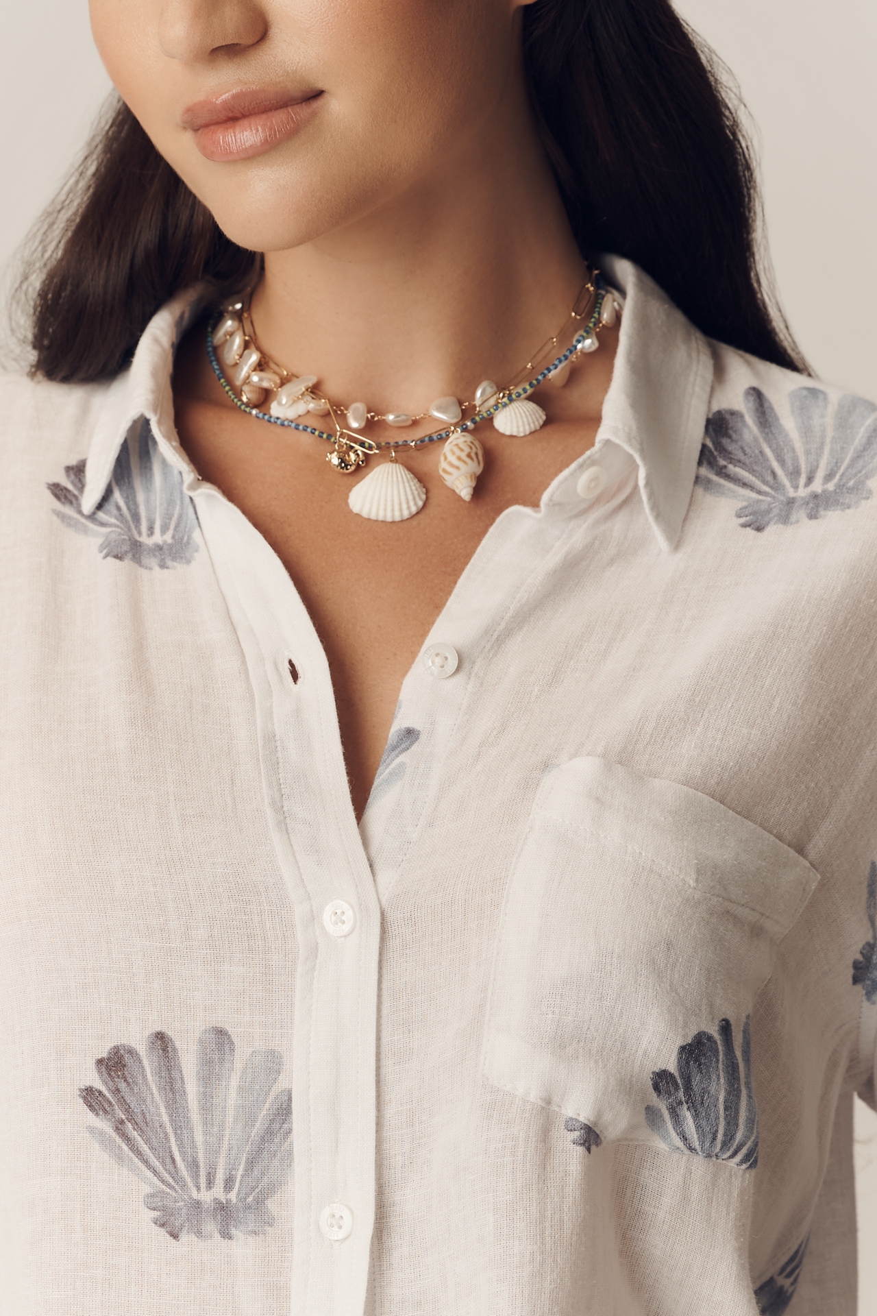 Rails Charli Linen Blend Printed Buttondown Shirt