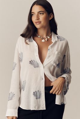 Rails Charli Linen Blend Printed Buttondown Shirt