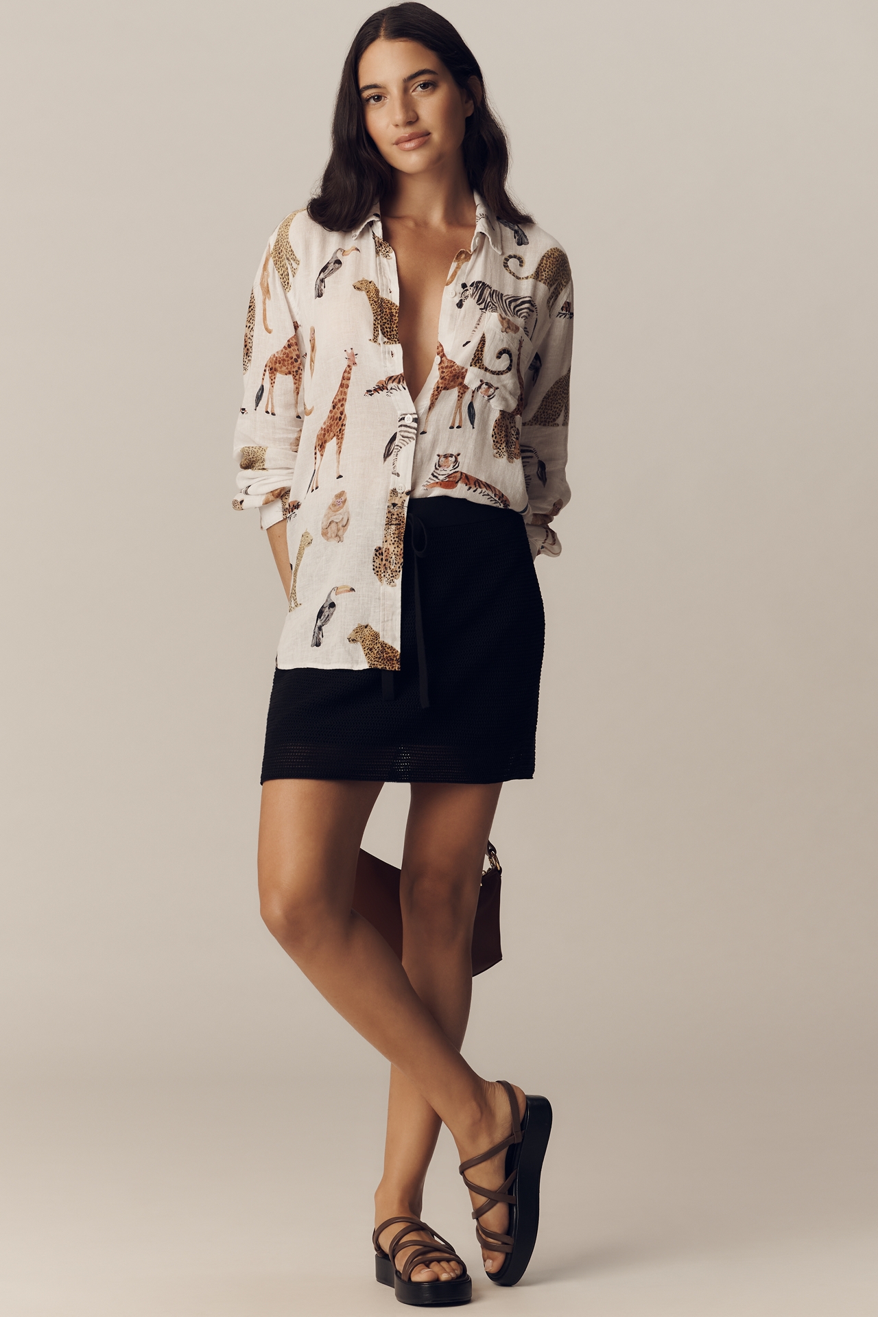 Rails Charlie Linen Blend Printed Buttondown Shirt