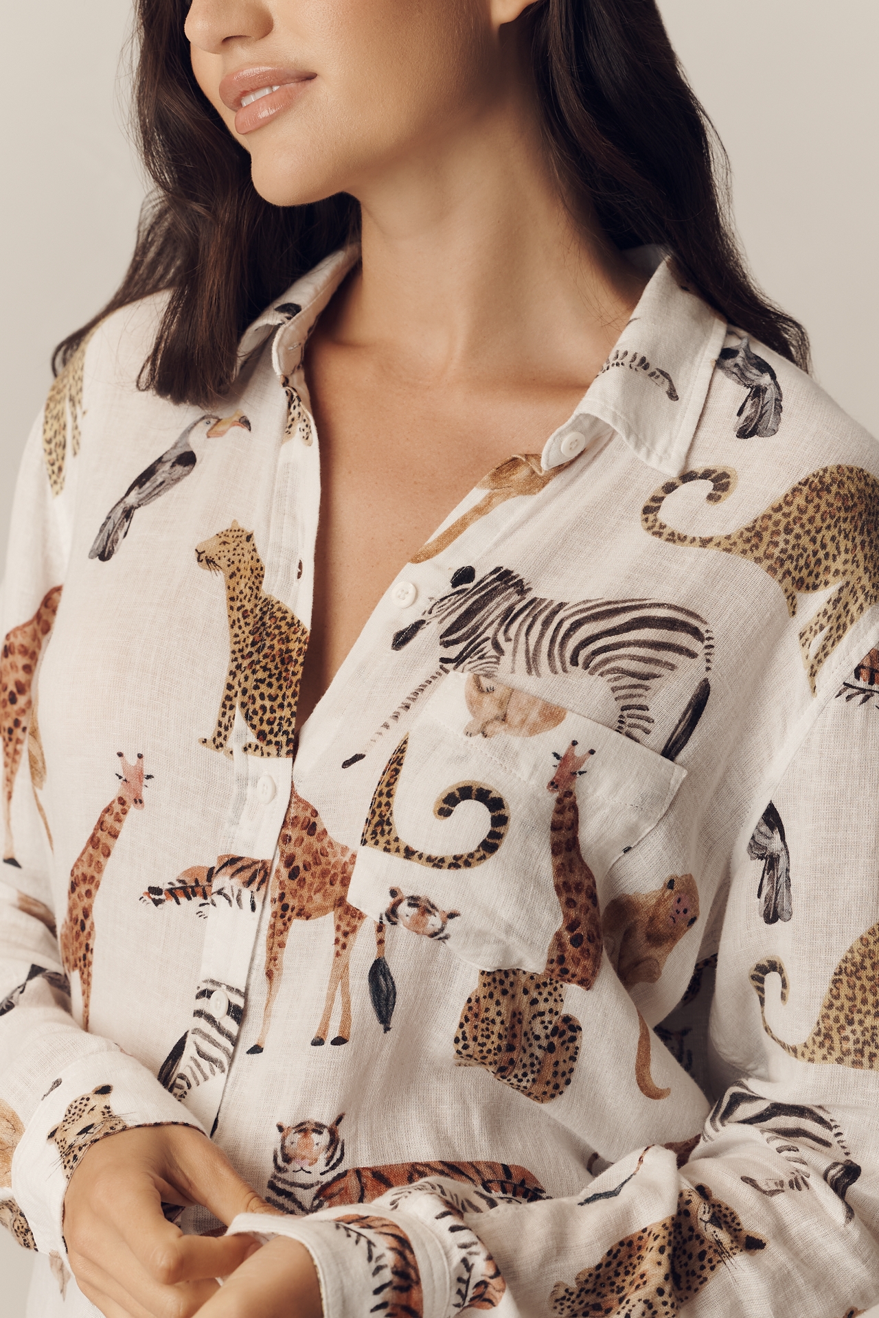 Rails Charlie Linen Blend Printed Buttondown Shirt