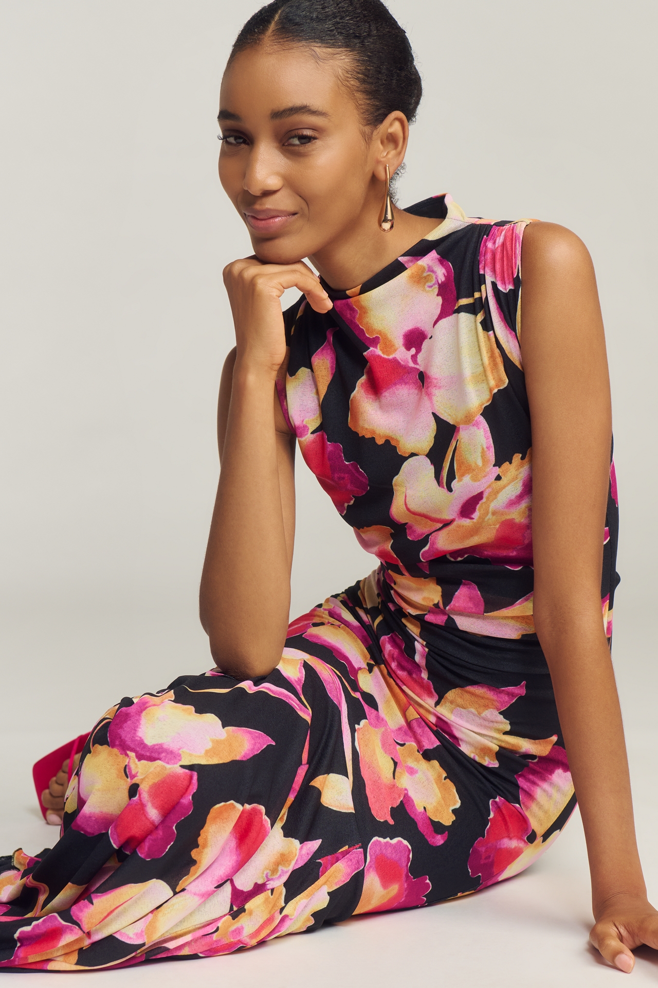Rails Cosmos Sleeveless High-Neck Ruched Maxi Dress