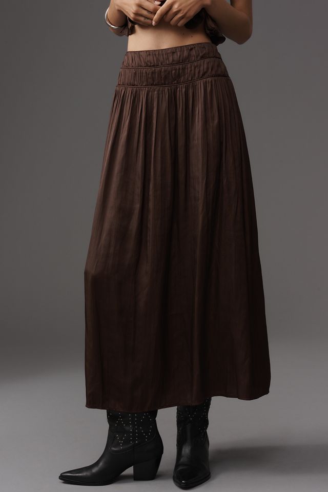 Rails Nara Crinkled Satin Midi Skirt #1