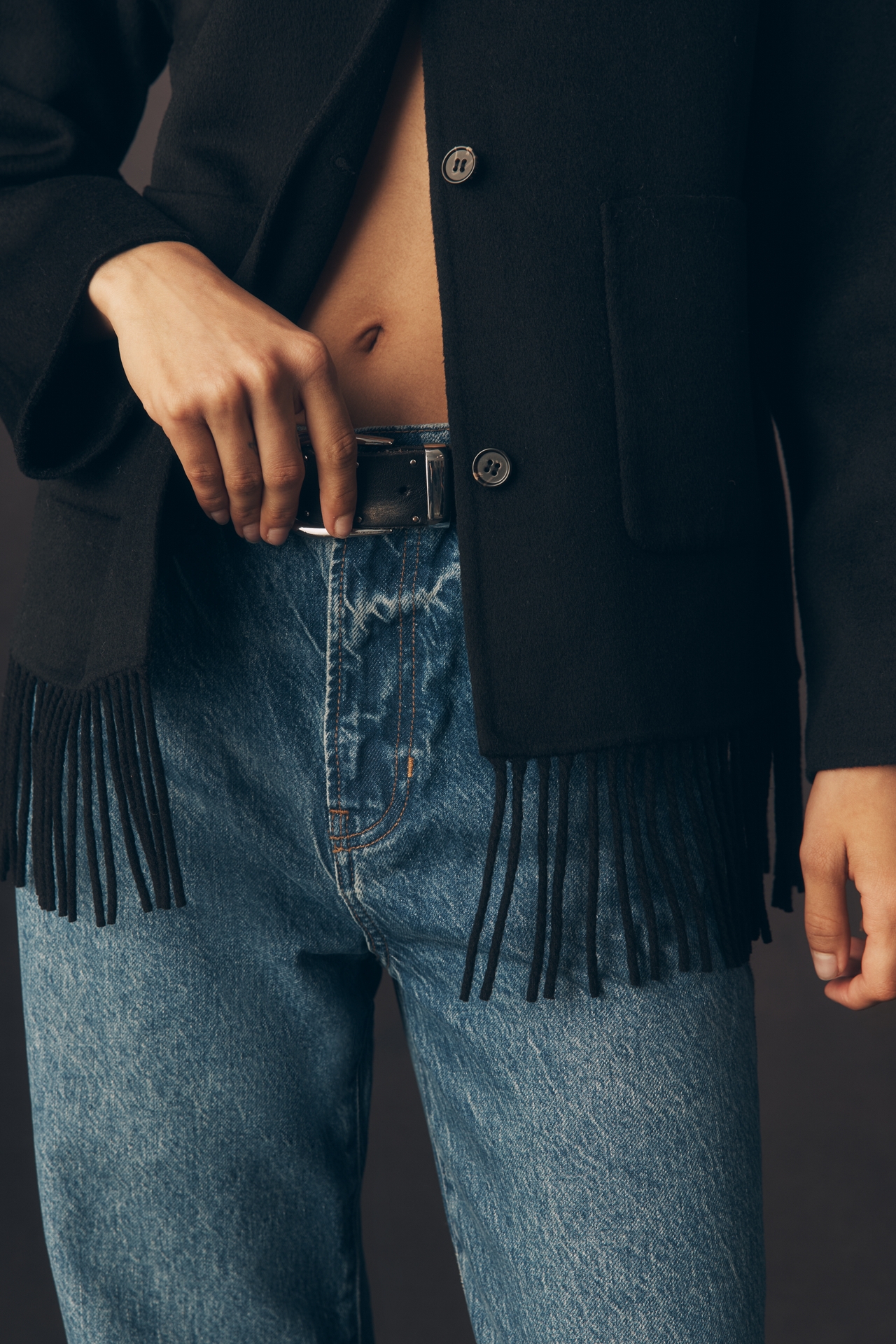 Rails Tomoko Fringed Wool-Blend Buttondown Jacket