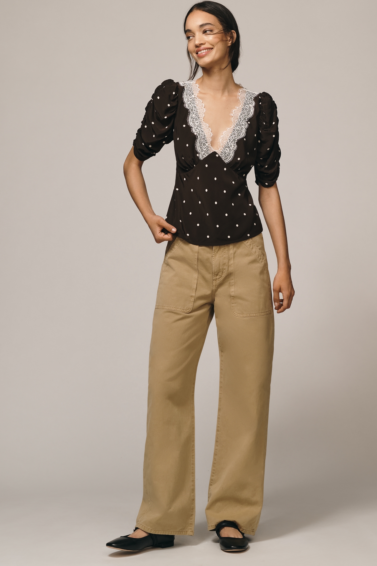 Rails Lazara Lace V-Neck Short-Sleeve Top