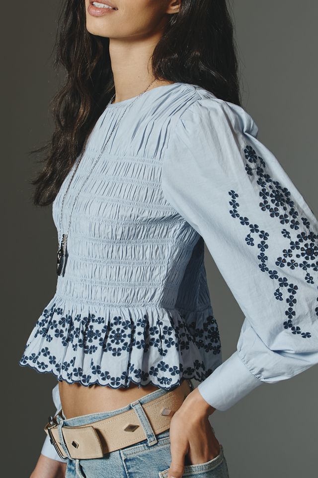Rails Tabby Smocked Embroidered Long-Sleeve Top #3