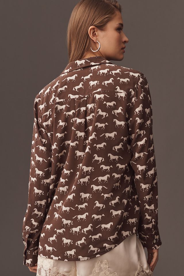 Rails Kate Long-Sleeve Silk Buttondown Blouse #1