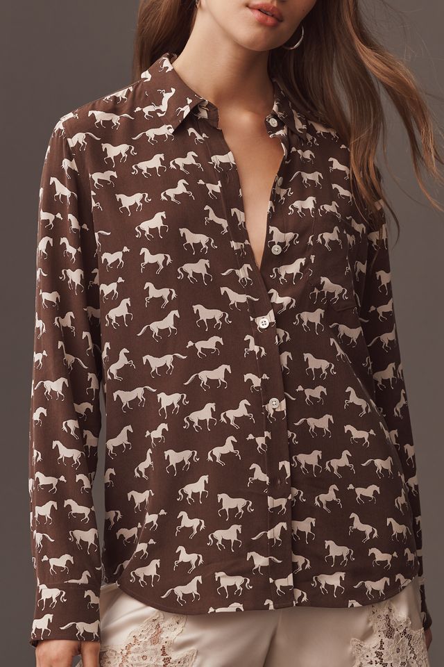 Rails Kate Long-Sleeve Silk Buttondown Blouse #2