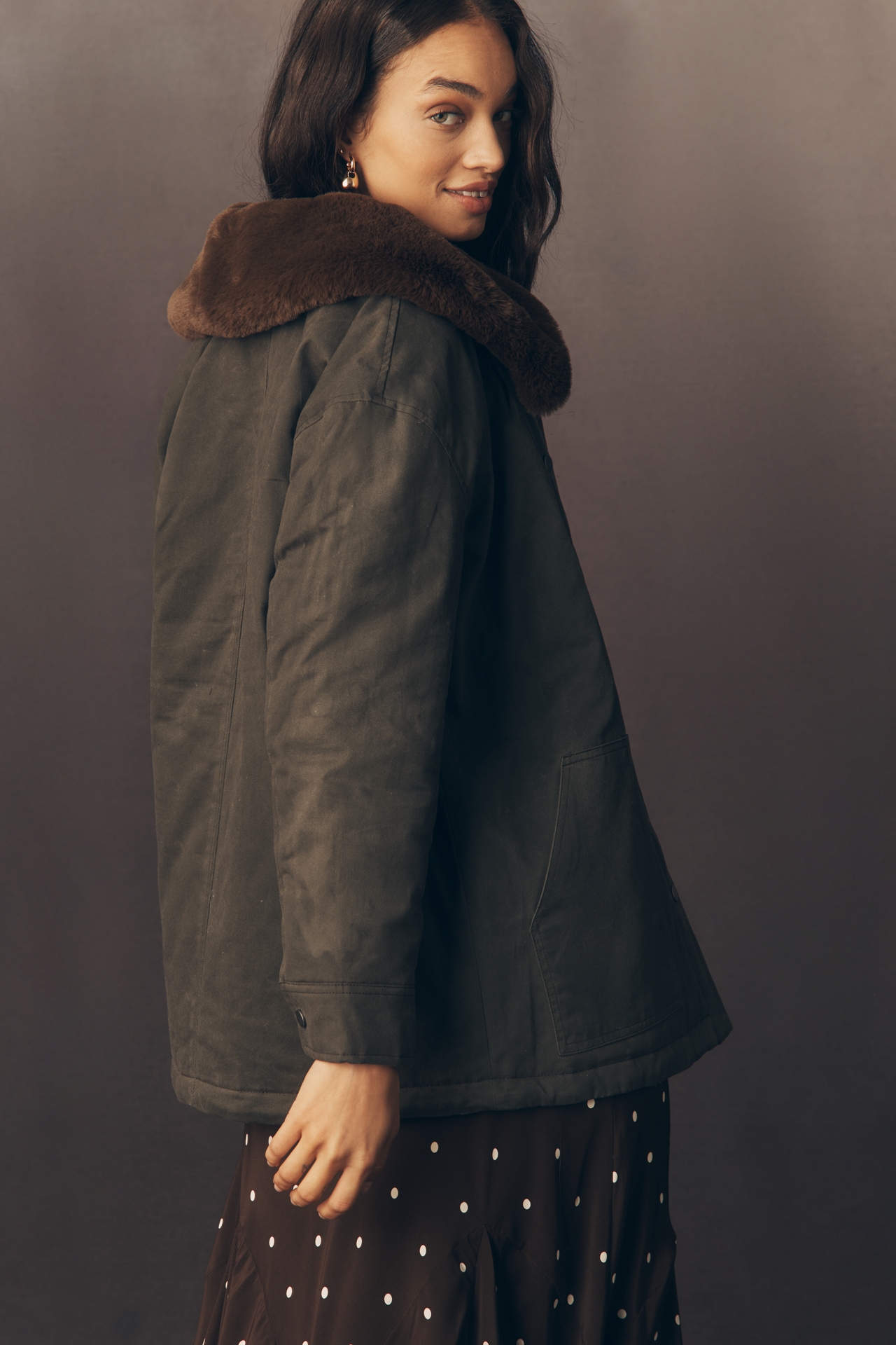 Rails Tessuto Faux Fur Collar Jacket