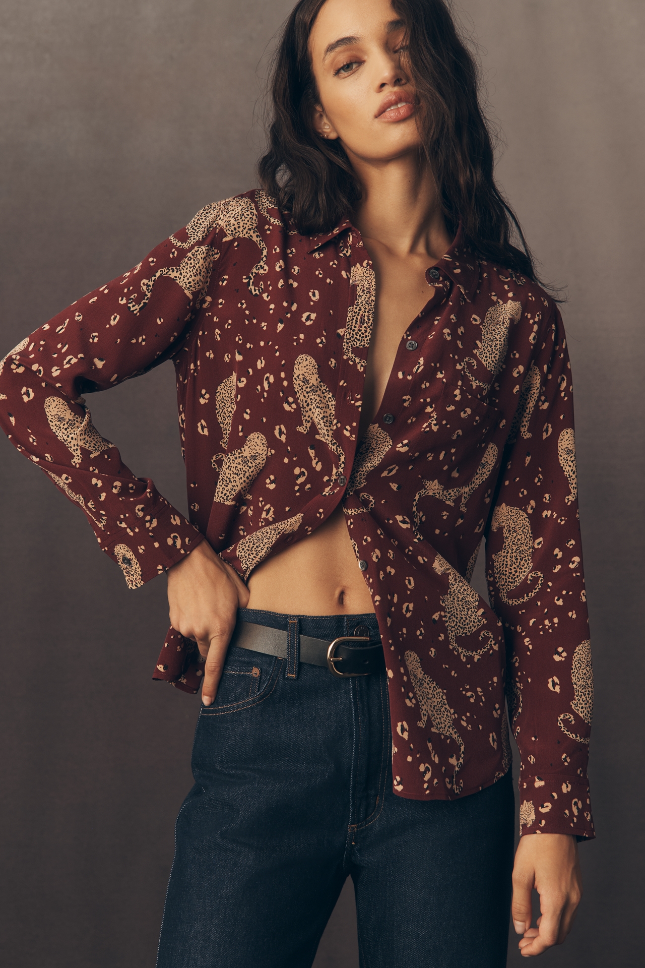 Rails Kate Silk Long-Sleeve Buttondown Top