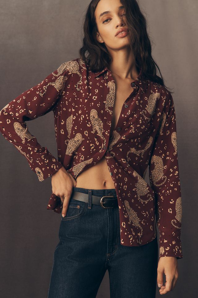 Rails Kate Silk Long-Sleeve Buttondown Top #1