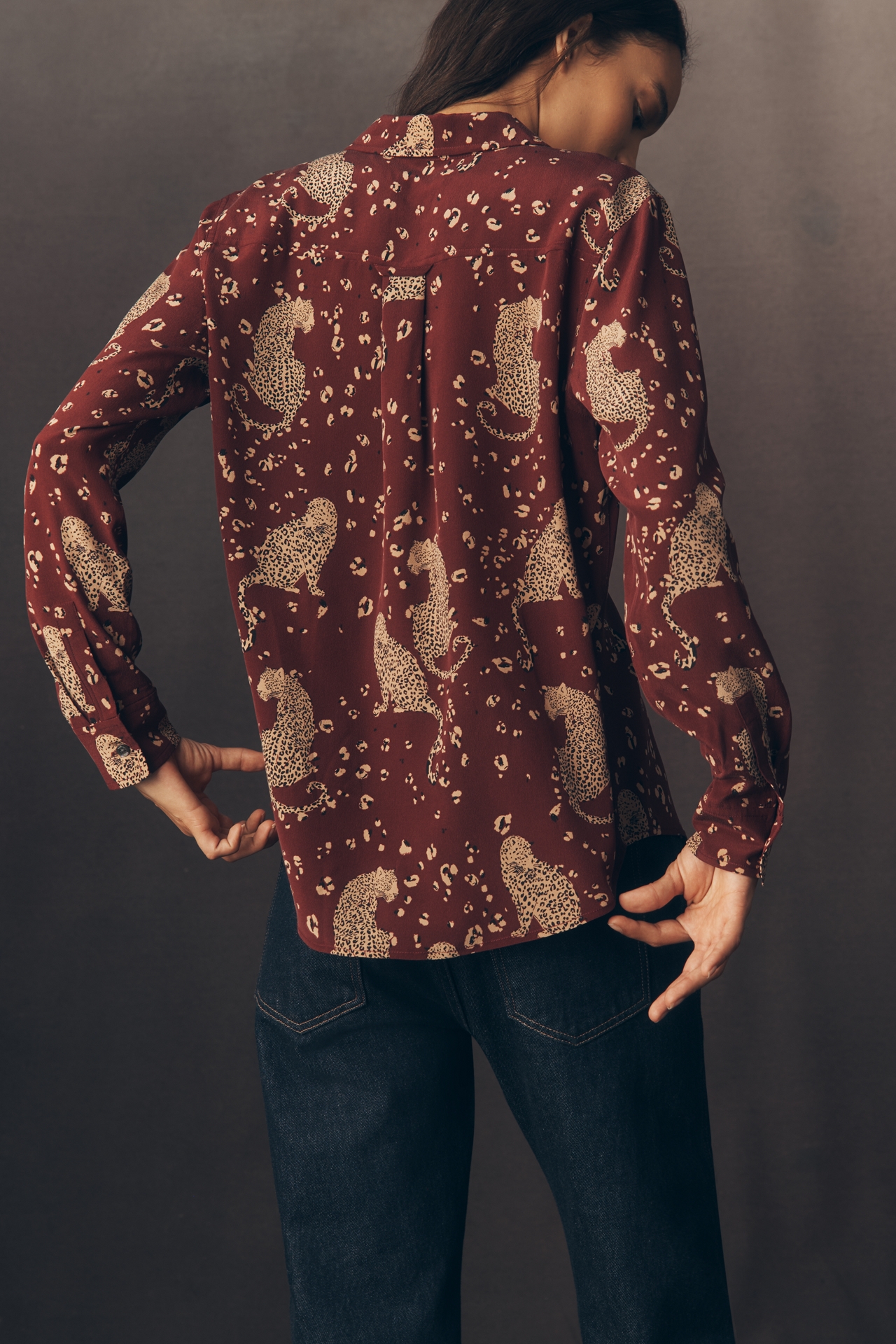 Rails Kate Silk Long-Sleeve Buttondown Top