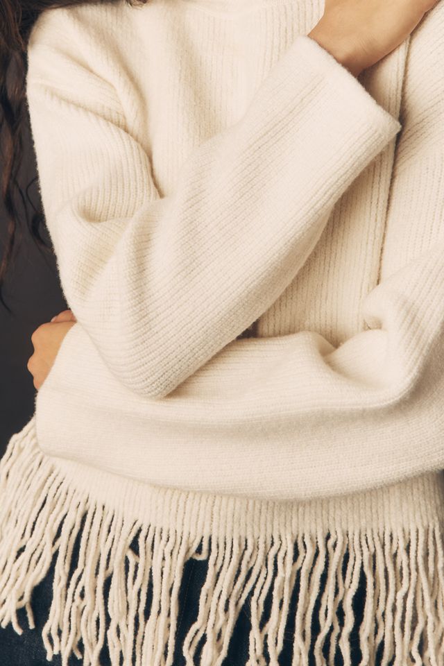 Rails Lise Fringed Mock-Neck Sweater | Anthropologie