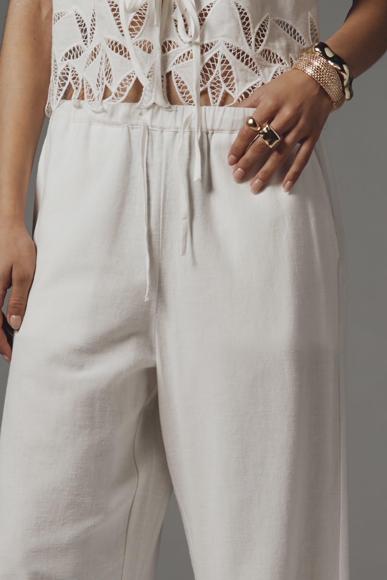Rails Emmie Embroidered Wide-Leg Drawstring Pants
