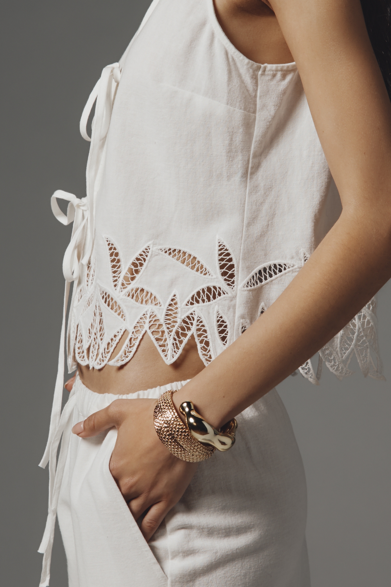 Rails Oregon Embroidered Tie-Front Top