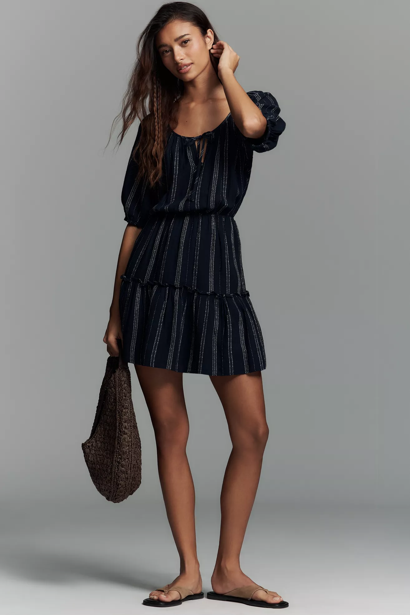 Rails Saba Linen Blend Tiered Mini Dress