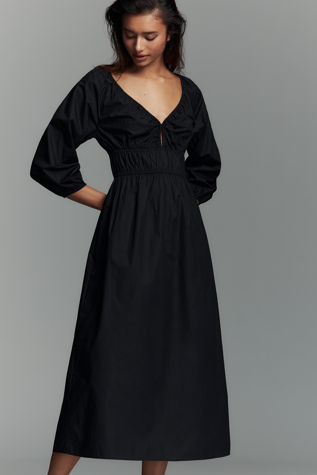Rails Paio Cotton V-Neck Midi Dress