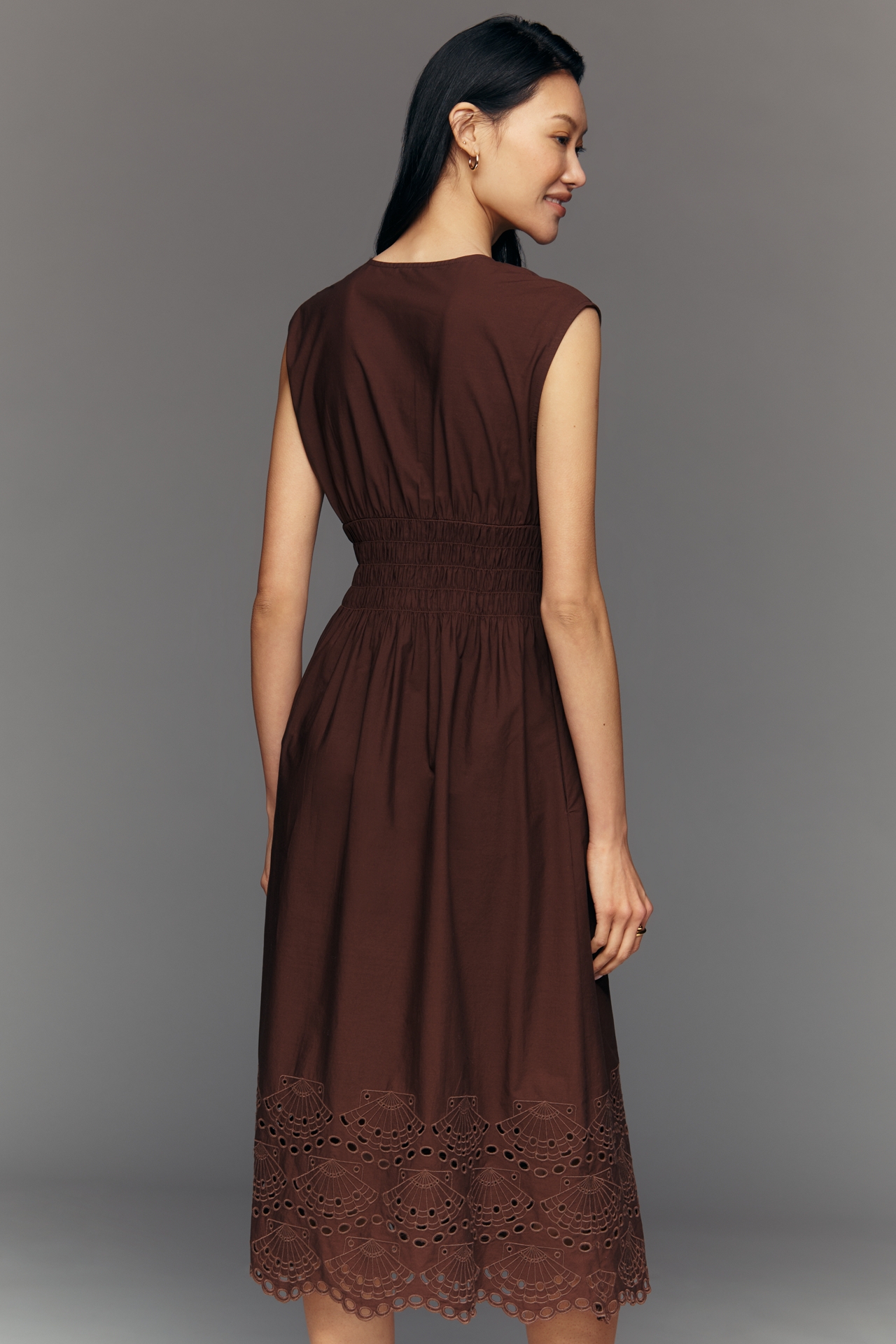 Rails Roxanne V-Neck Lace Cotton Midi Dress