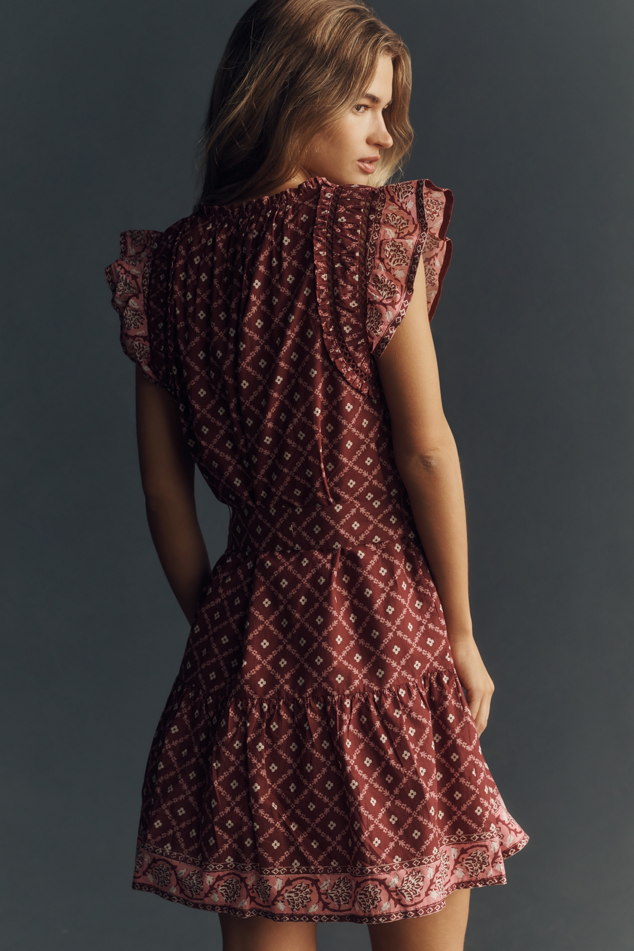 Rails Katia Flutter-Sleeve Cotton Lace Dress